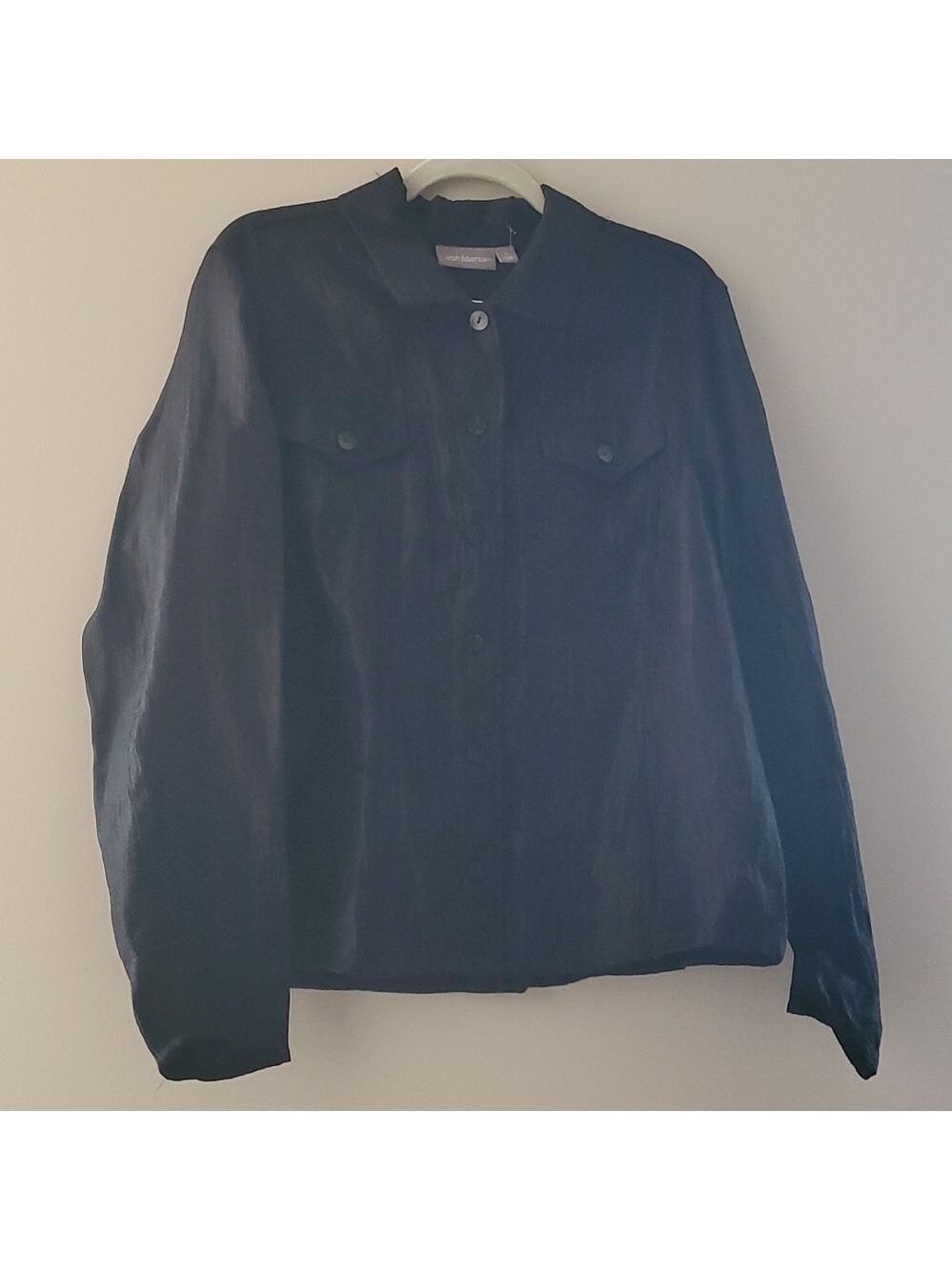Croft & Barrow jacket womens size large BLACK button down black womens